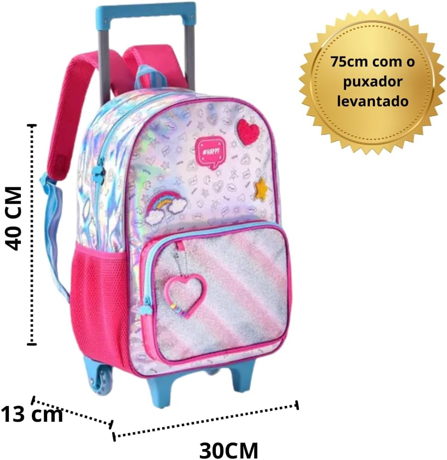 Mochila Infantil com Rodinha Clio Happy G Estojo e Lancheira 3