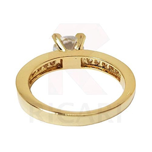 Anel Solitário Noivado Feminino Banhado Ouro 18K Zircônia Luxo 4