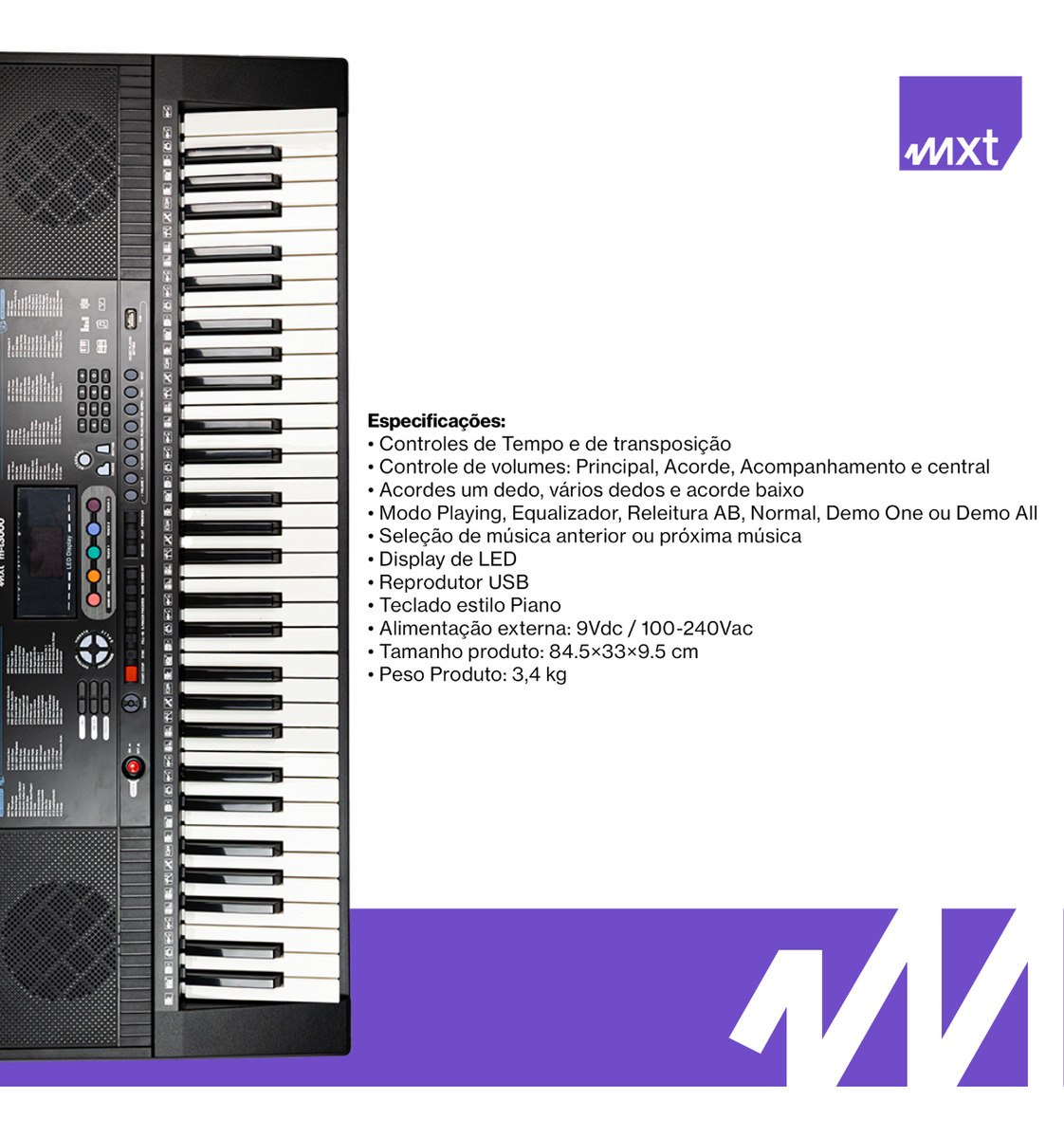 Teclado Musical M-T3000 3