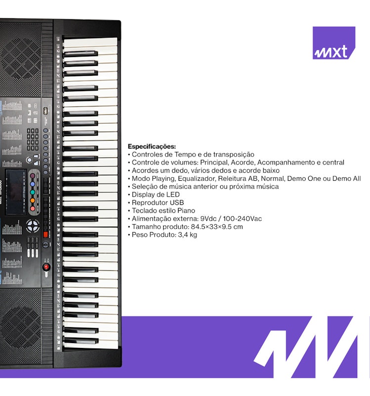Teclado Musical M-T3000 3