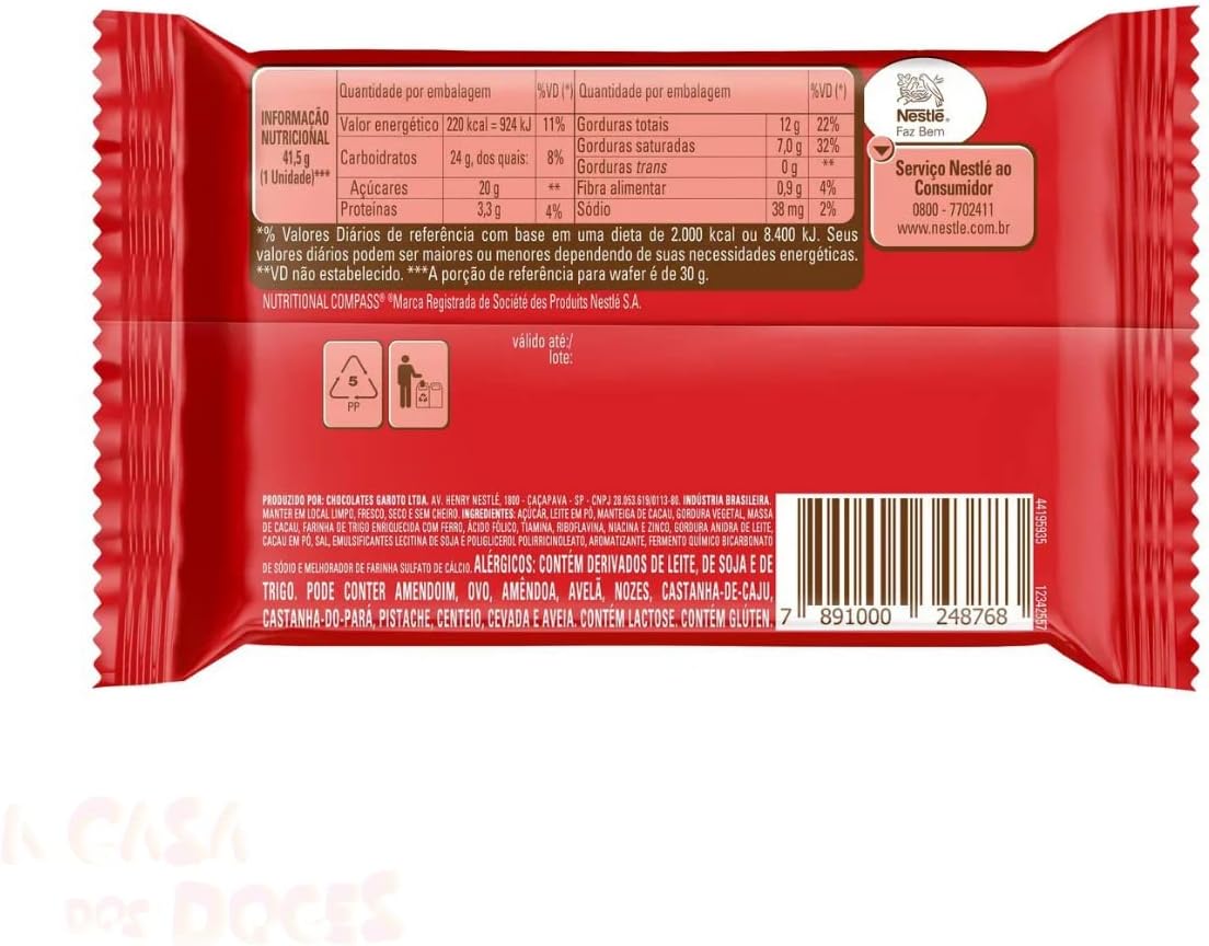 Chocolate KITKAT 4 Fingers ao Leite 41,5g (24 unidades) 3
