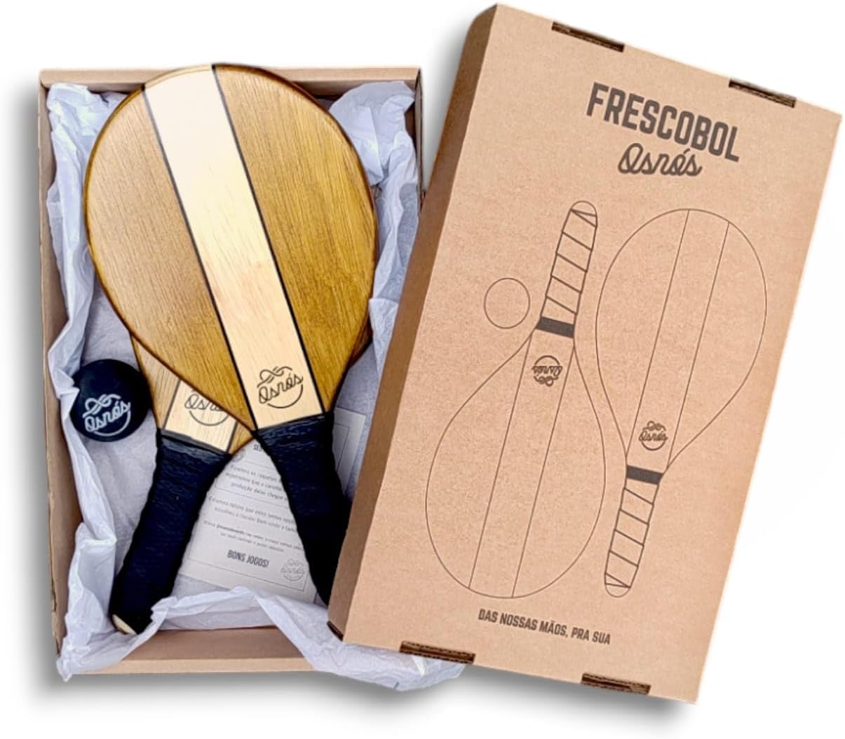 Kit Frescobol com Par de Raquetes + Bolinha 2