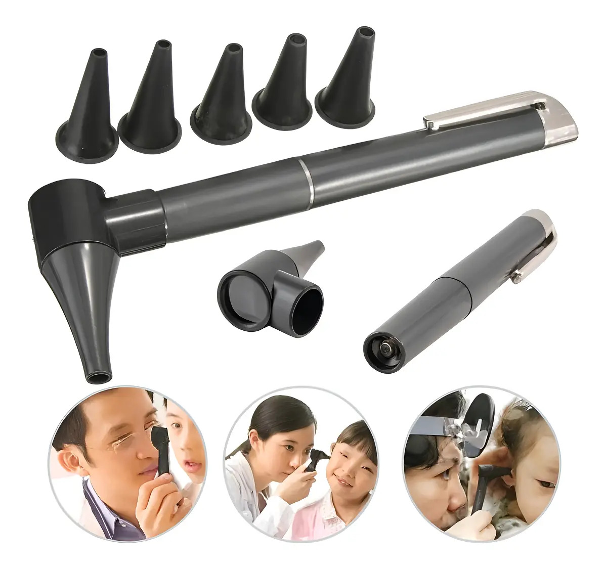 Otoscópio Clínico Portátil com Luz e 6 Espéculos Penlight 1