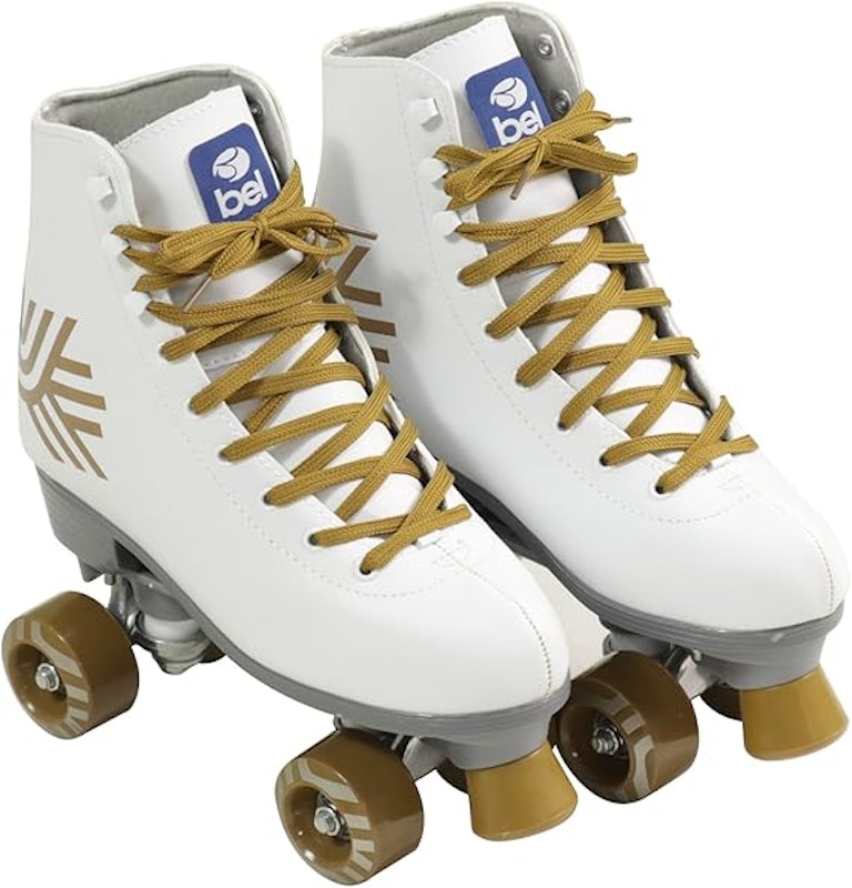 Patins Quad Retrô Branco & Dourado Bel 1