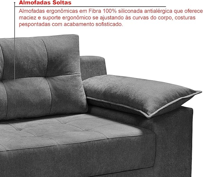 Sofá Ibiza 3 L Luxo Aveludado Pompéia 4