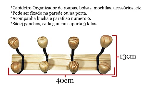 Cabideiro de Madeira Organizador 3