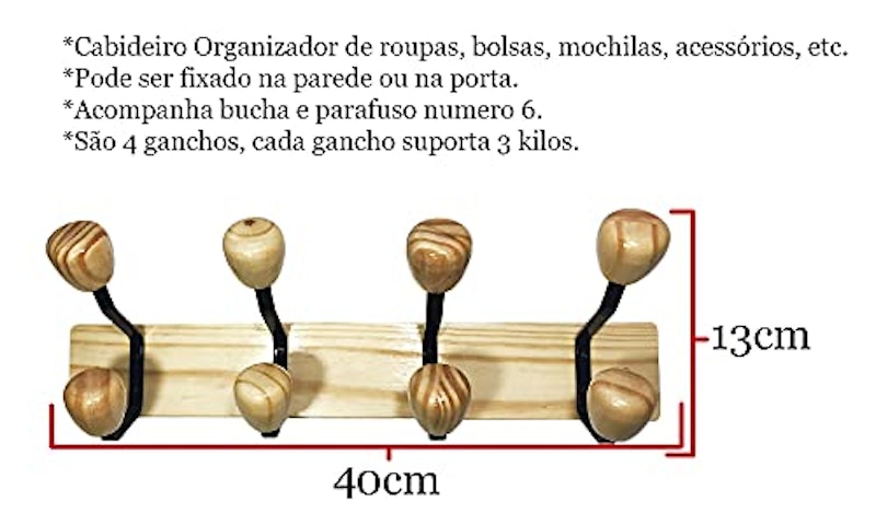 Cabideiro de Madeira Organizador 3
