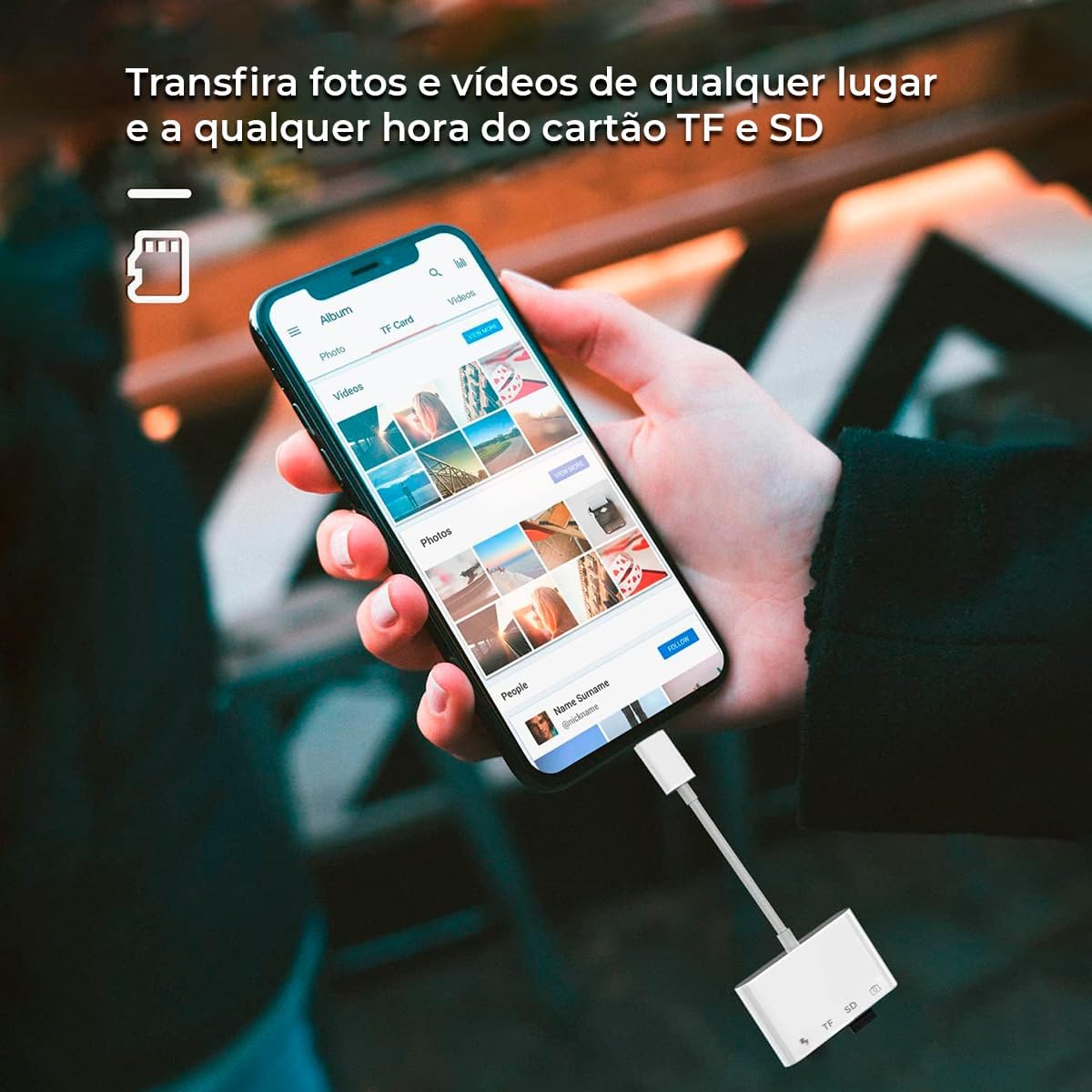 Adaptador Lightning Leitor de Cartão SD Micro 3
