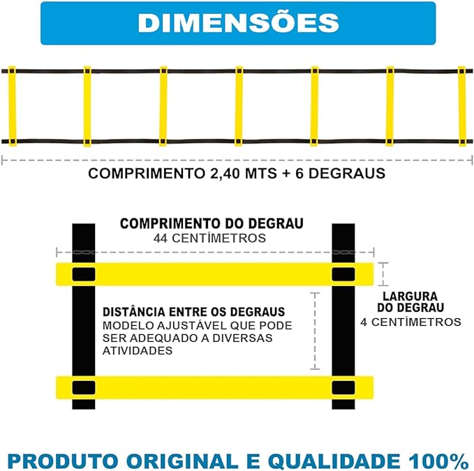 Kit Treino Corda de Pular + 10 Cones + 10 Pratos + Escada de Agilidade 5