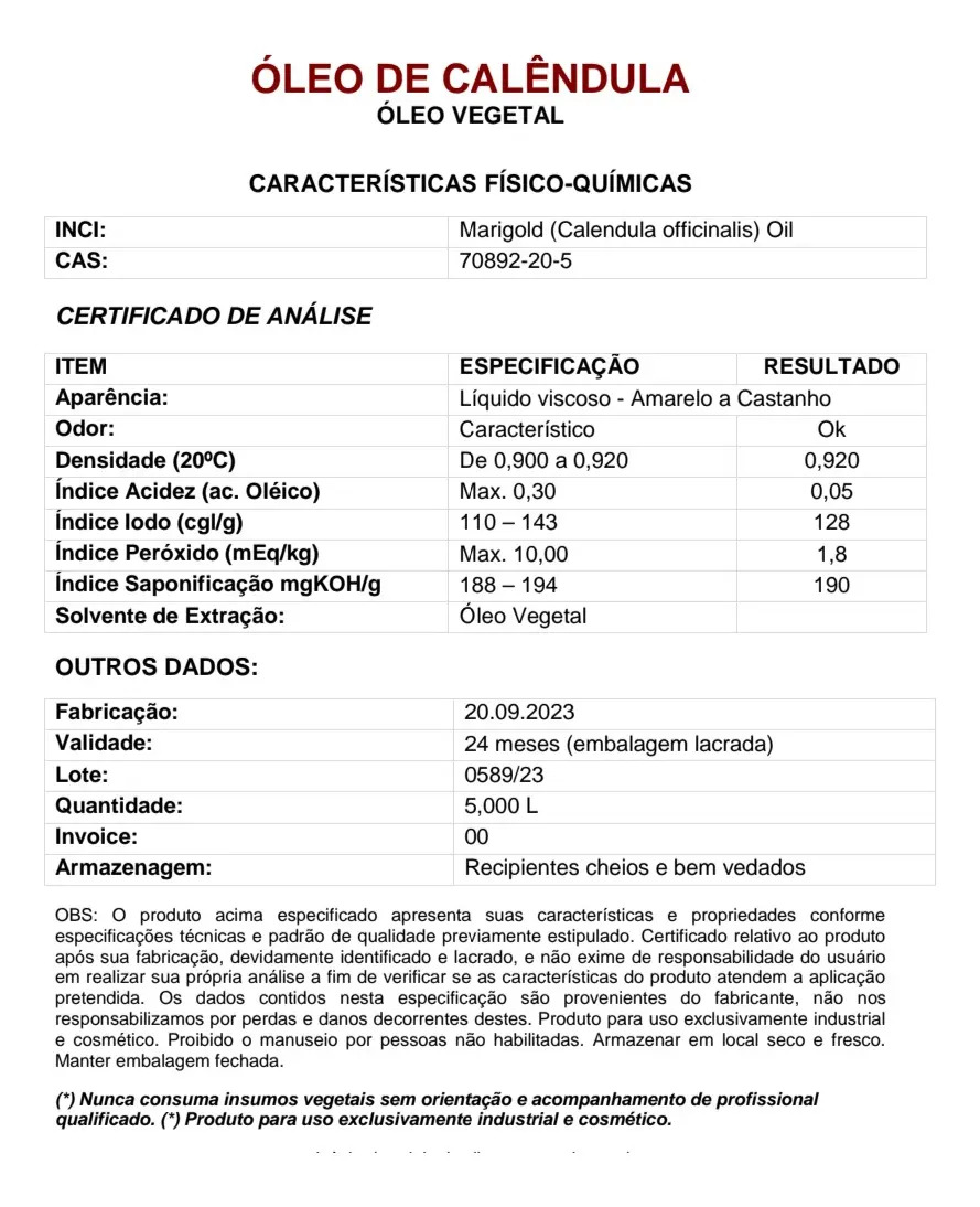 Calêndula Óleo Vegetal Puro e 100% Natural 3