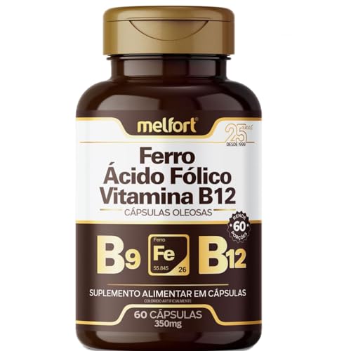 Ferro + Ácido Fólico + Vitamina B12 - 60 Cápsulas - 500 mg 1