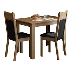 Conjunto Sala de Jantar Madesa Lola Mesa Tampo de Madeira com 2 Cadeiras