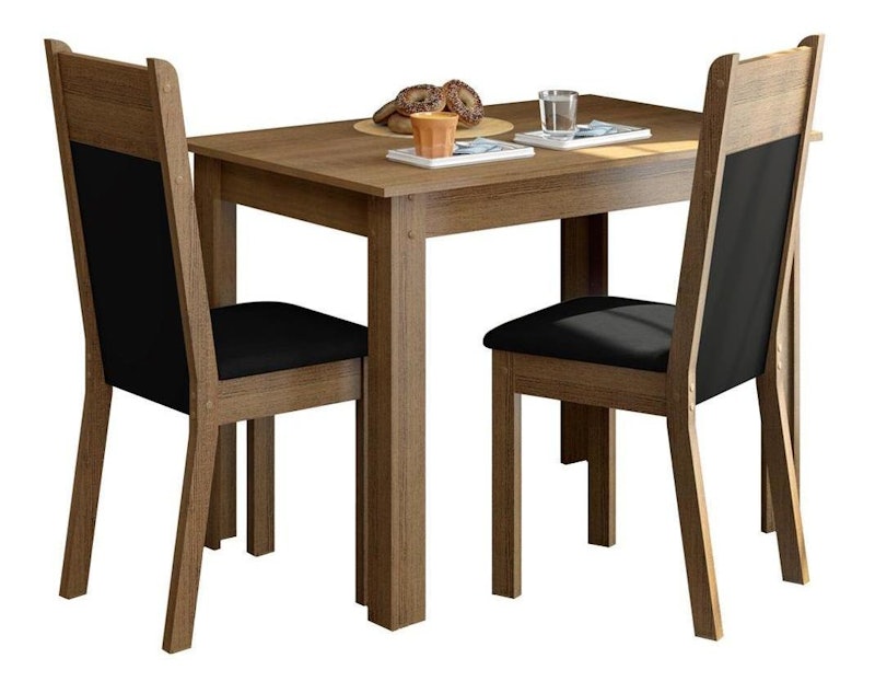 Conjunto Sala de Jantar Madesa Lola Mesa Tampo de Madeira com 2 Cadeiras 1