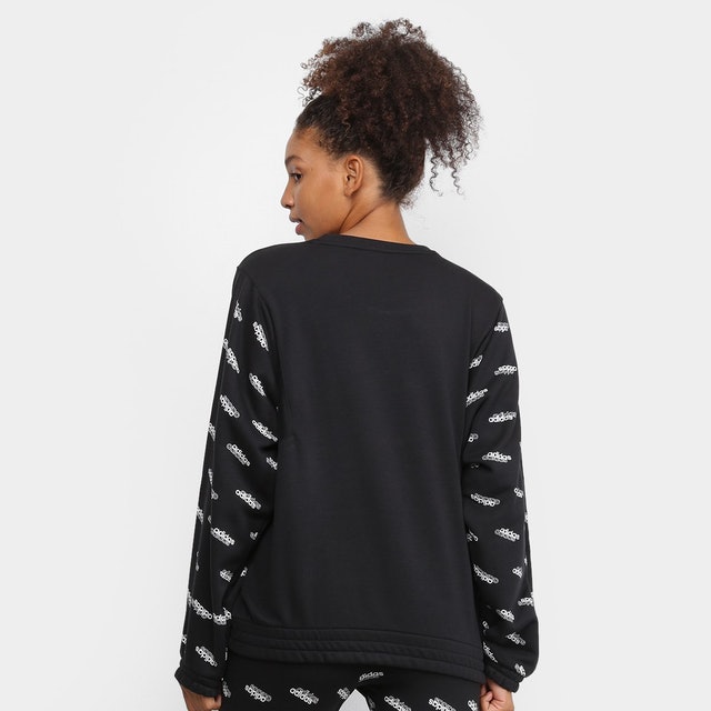 Moletom Feminino Adidas Favorites - Preto e Branco 2