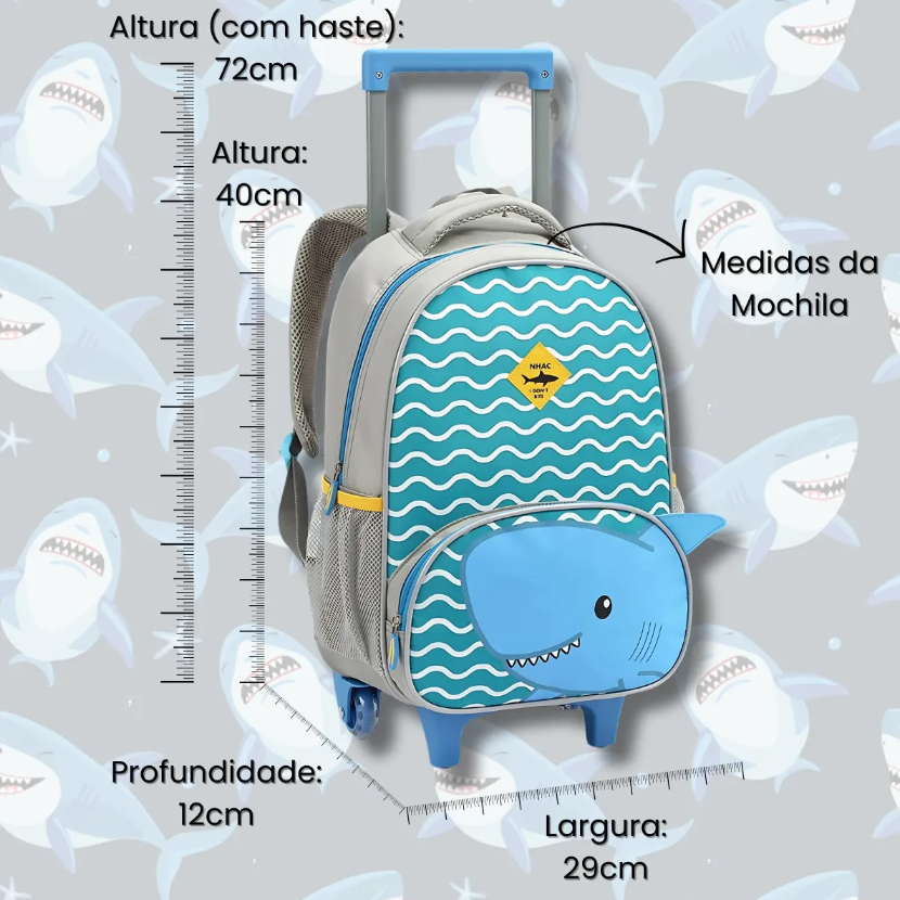 Mochila de Rodinha 16″ Tubarão 5