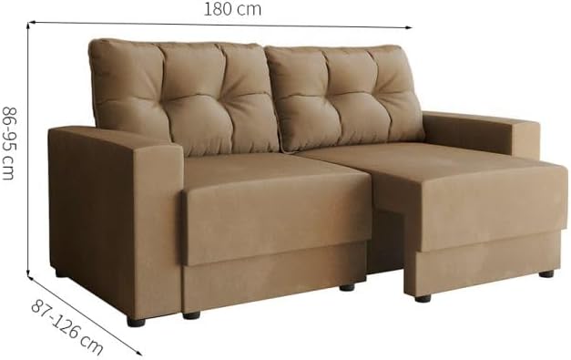 Sofá 3 Lugares Retrátil Lubeck Suede Bege 2