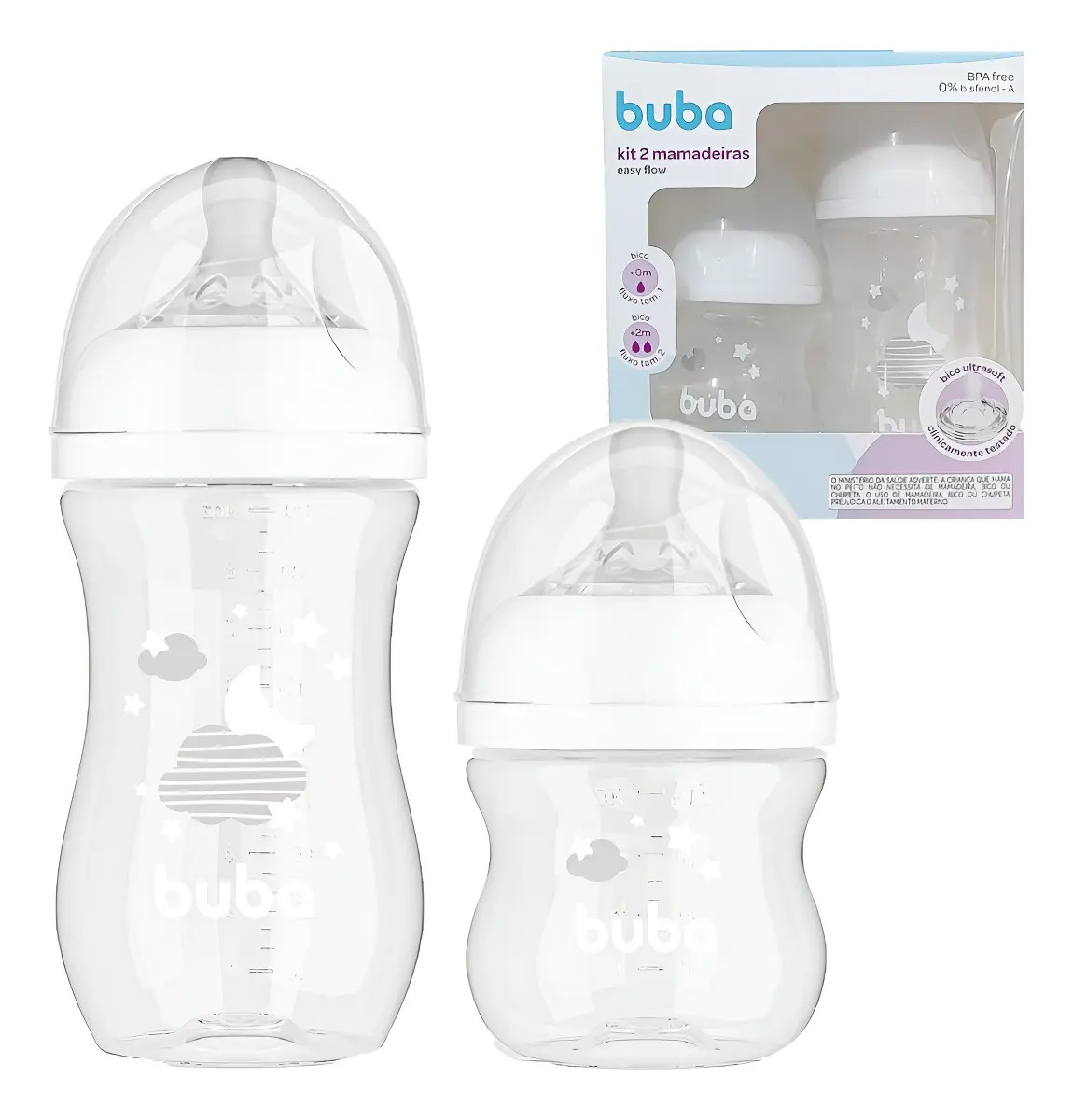 Kit 2 Mamadeiras Buba Easy Flow Nuvem 120 + 270 ml 1