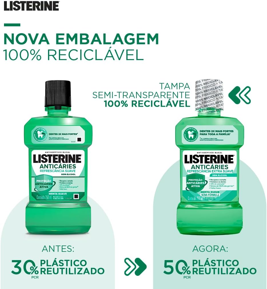 Listerine Anticáries Refrescância Suave Sem Álcool 3