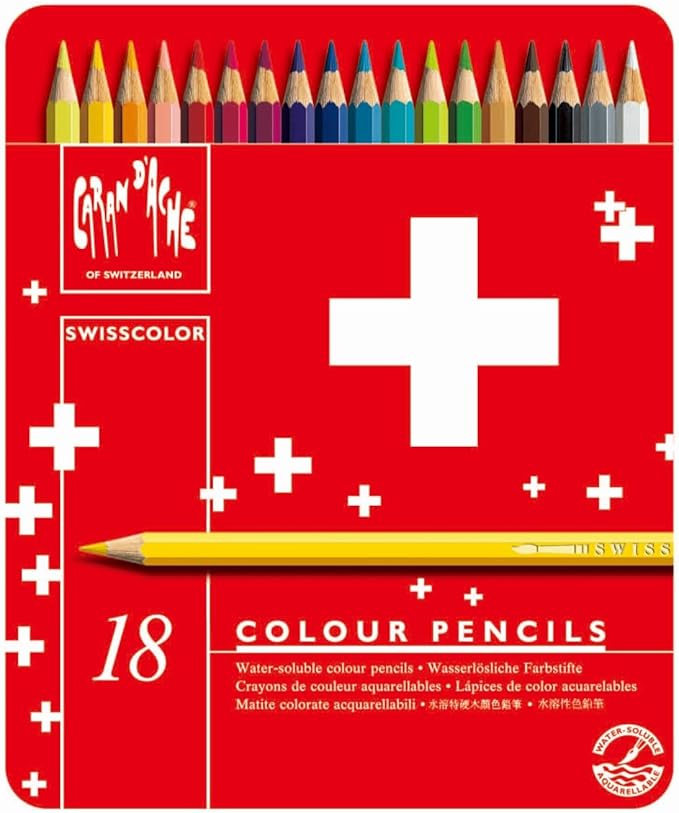 Caixa com 18 Lápis de Cor Permanentes Swisscolor 1