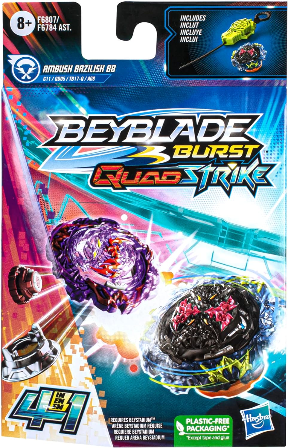 Beyblade Burst QuadStrike Ambush Bazilisk B8 Kit Inicial 3
