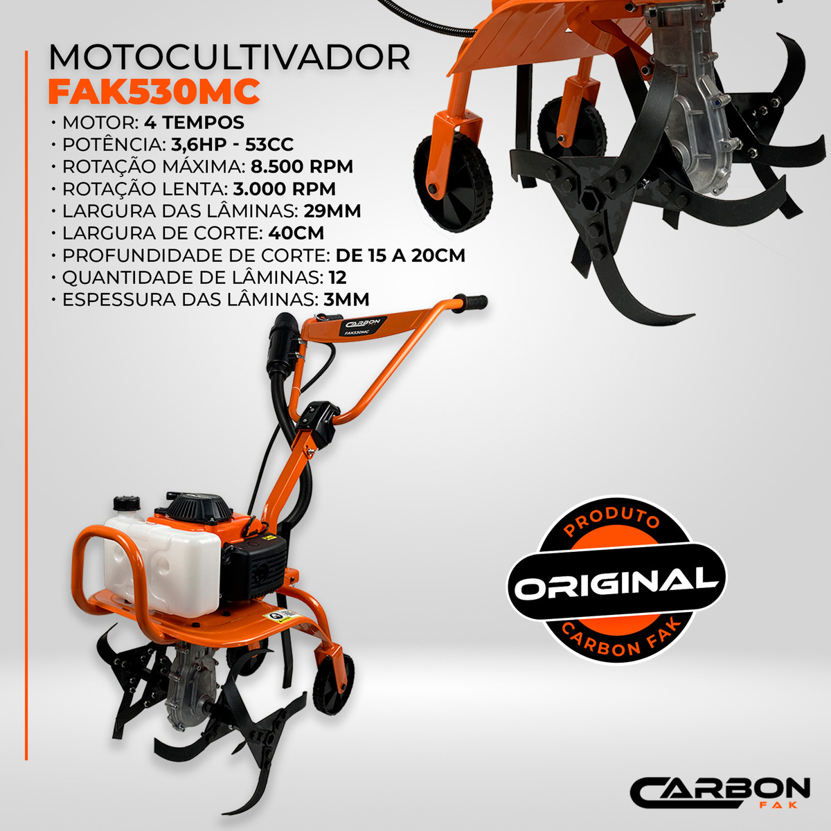 Motocultivador 53 cc Carbon FAK 2