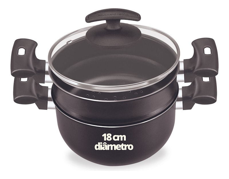 Conjunto para Cozimento a Vapor com Tampa de Vidro Black 1