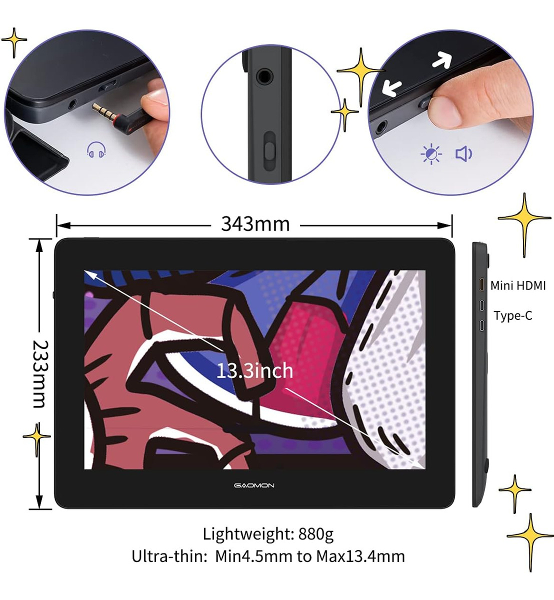 Mesa Digitalizadora GAOMON PD1320 Pen Display 5