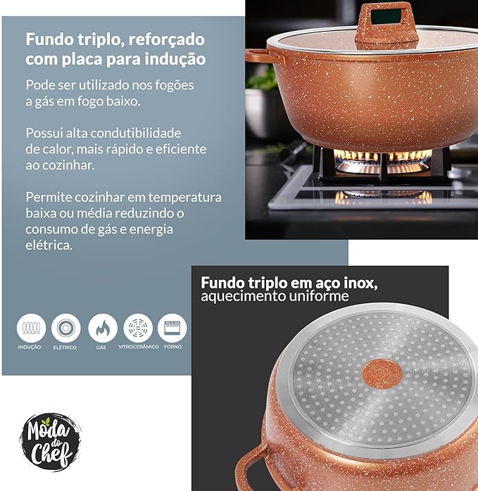 Caçarola Antiaderente 32cm Laranja Graniflon 4