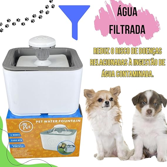 Fonte Bebedouro Elevado Automático de Água 2,5 L Filtro Cães e Gatos Premium Pet 3