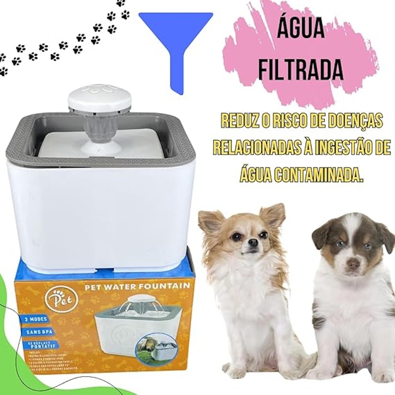 Fonte Bebedouro Elevado Automático de Água 2,5 L Filtro Cães e Gatos Premium Pet 3