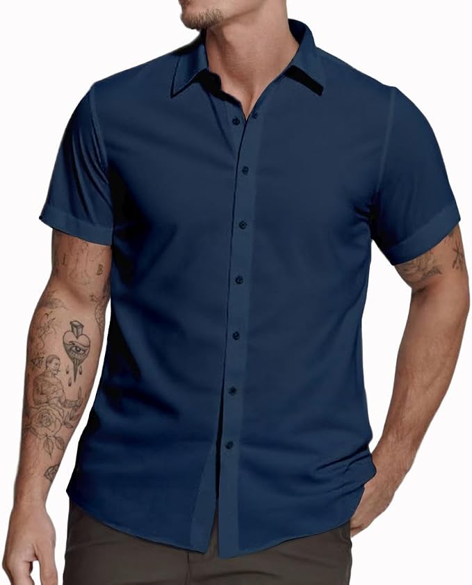 Camisa Social Masculina de Manga Curta Onkeep 1