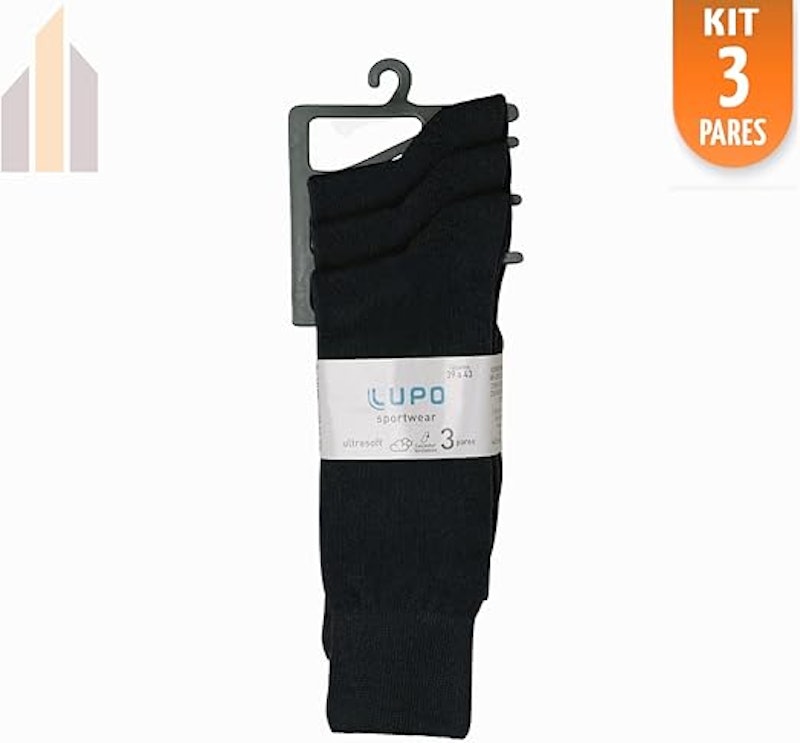Kit 3 Pares de Meia Social Sportwear Ultrasoft Algodão Lupo Cano Longo 1