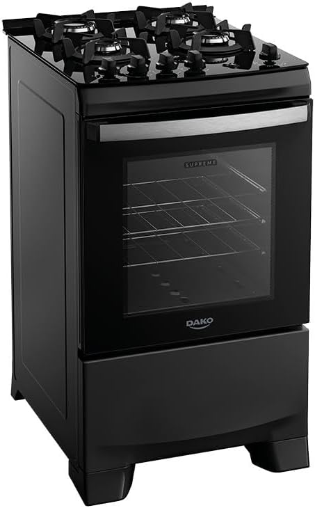 Fogão 4 Bocas Preto com Mesa de Vidro Dako Supreme Glass 2