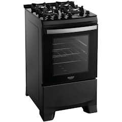 Fogão 4 Bocas Preto com Mesa de Vidro Dako Supreme Glass