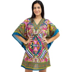 Saída de Praia Bata Boho Indiana Estampado Kaftan