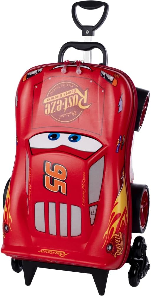 Mochilha Infantil de Rodinha Carros Relâmpago Mcqueen 3D Maxtoy 3