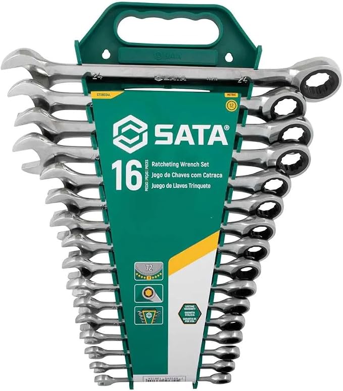 Jogo de Chave Combinada Catraca de 8 a 24 mm com 16 Peças 1