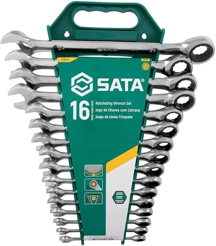 Jogo de Chave Combinada Catraca de 8 a 24 mm com 16 Peças 1