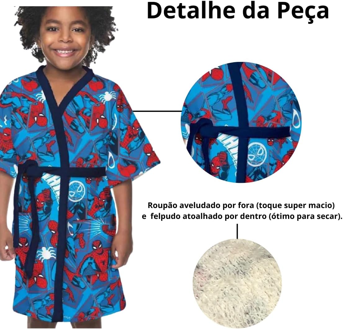 Roupão Infantil Quimono Spider Man 2