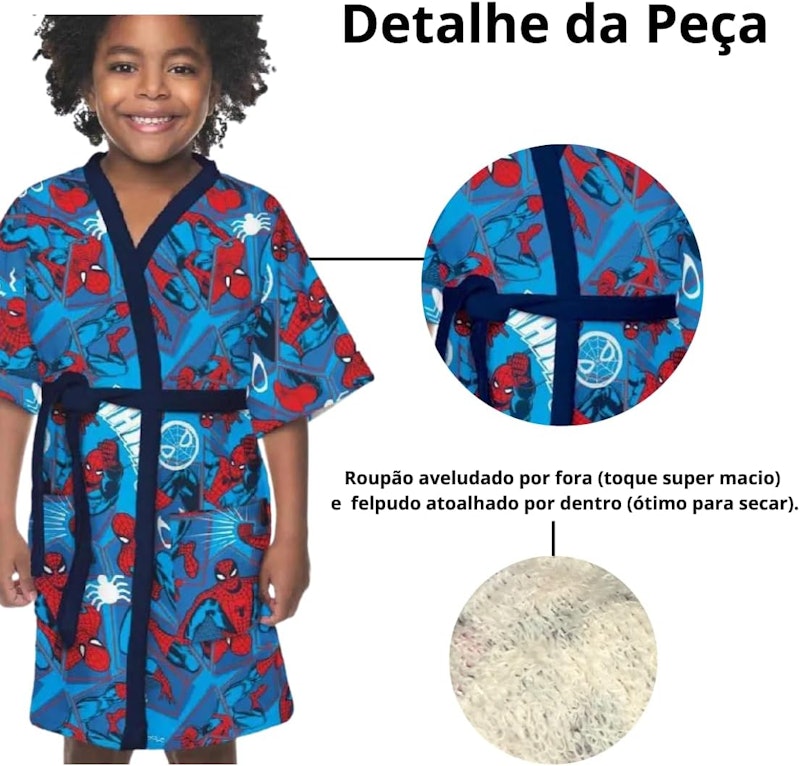 Roupão Infantil Quimono Spider Man 2