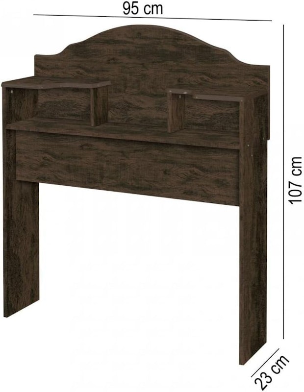 Cabeceira para Cama Box Solteiro 2 Nichos Evelyn Nogal 4
