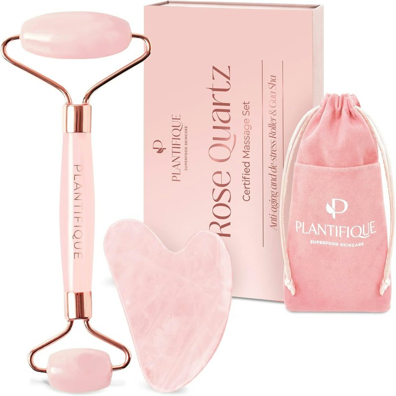 Kit Rolo Facial e Gua Sha Quartzo Rosa 1