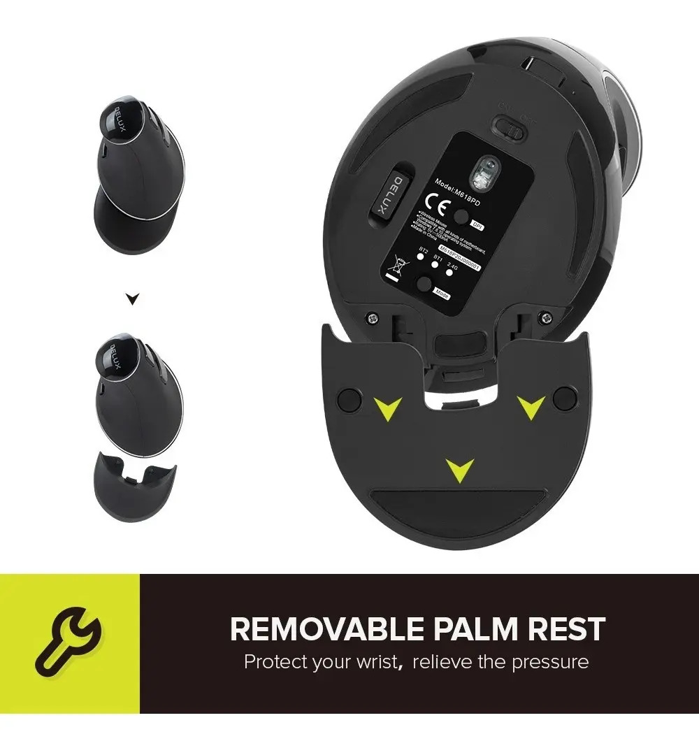 DeLux Mouse Ergonômico sem Fio com 4000 DPI 5
