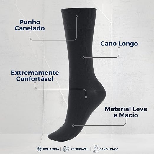 Kit 06 Pares Meia Social Trifil Lisa 100% Poliamida 3