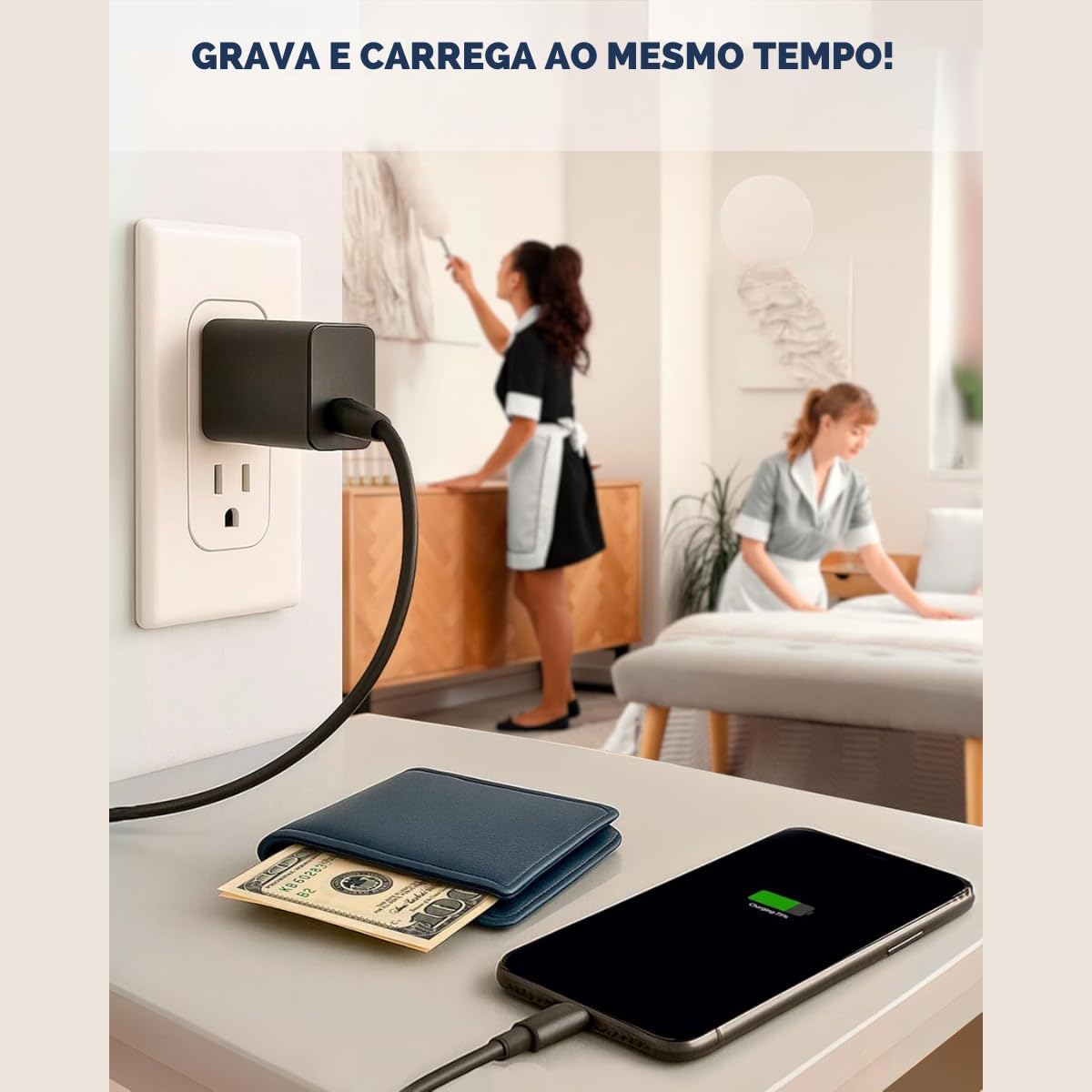 Mini Câmera Espiã Carregador de Tomada 2