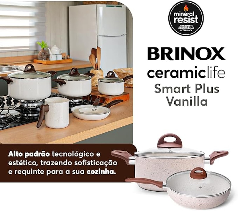 Jogo de Panelas Brinox Antiaderente Ceramic Life 8 Peças Smart Plus 4