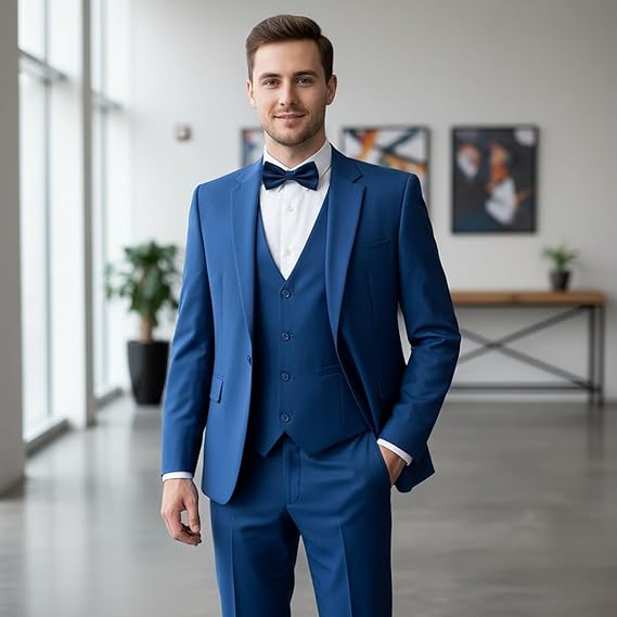 Terno Masculino de 3 Peças Justo com Botão Único WYWK 4