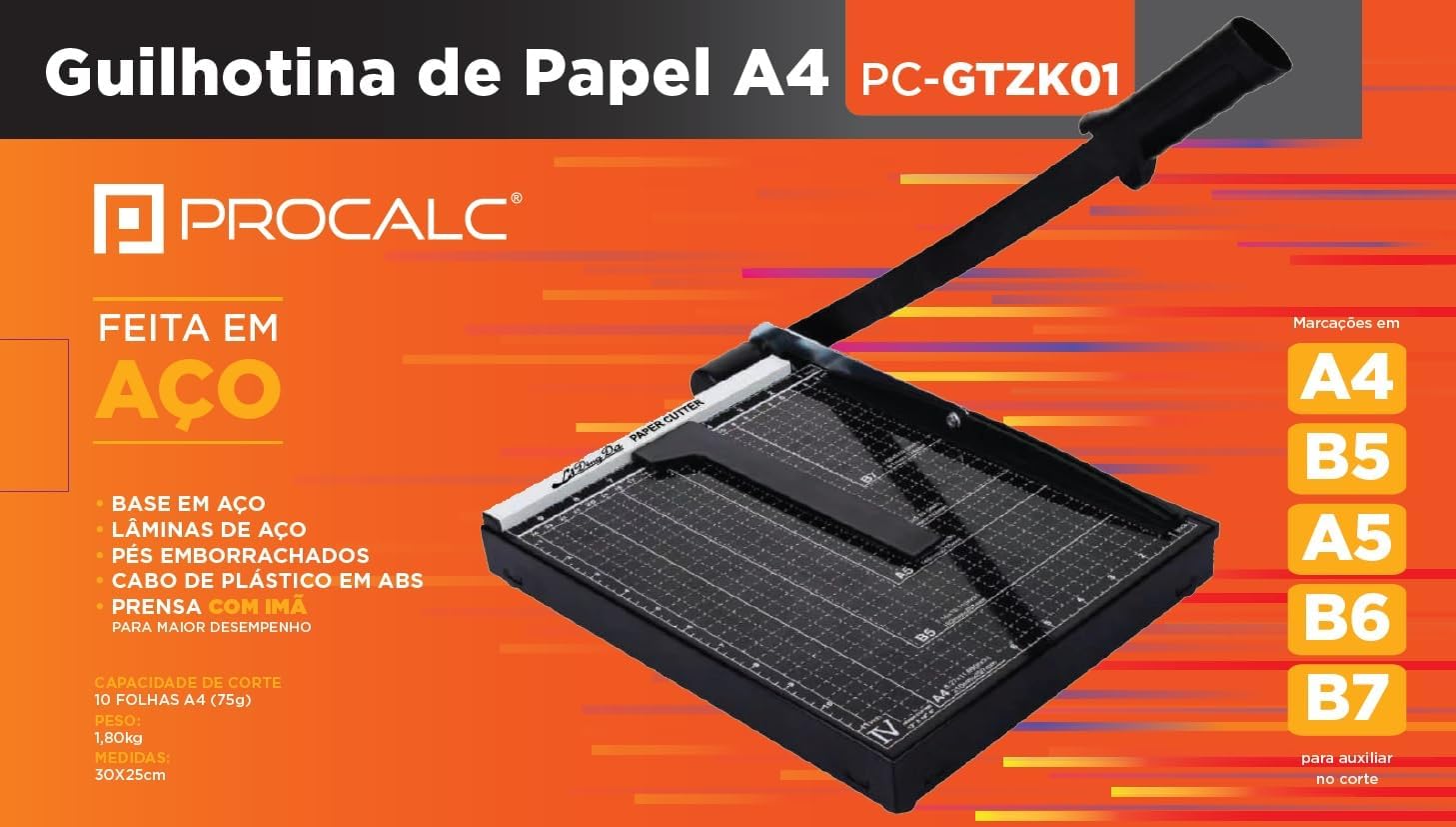 Guilhotina de Papel A4 10 Folhas Procalc 2