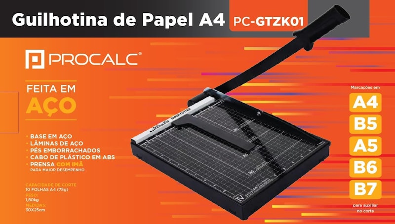 Guilhotina de Papel A4 10 Folhas Procalc 2