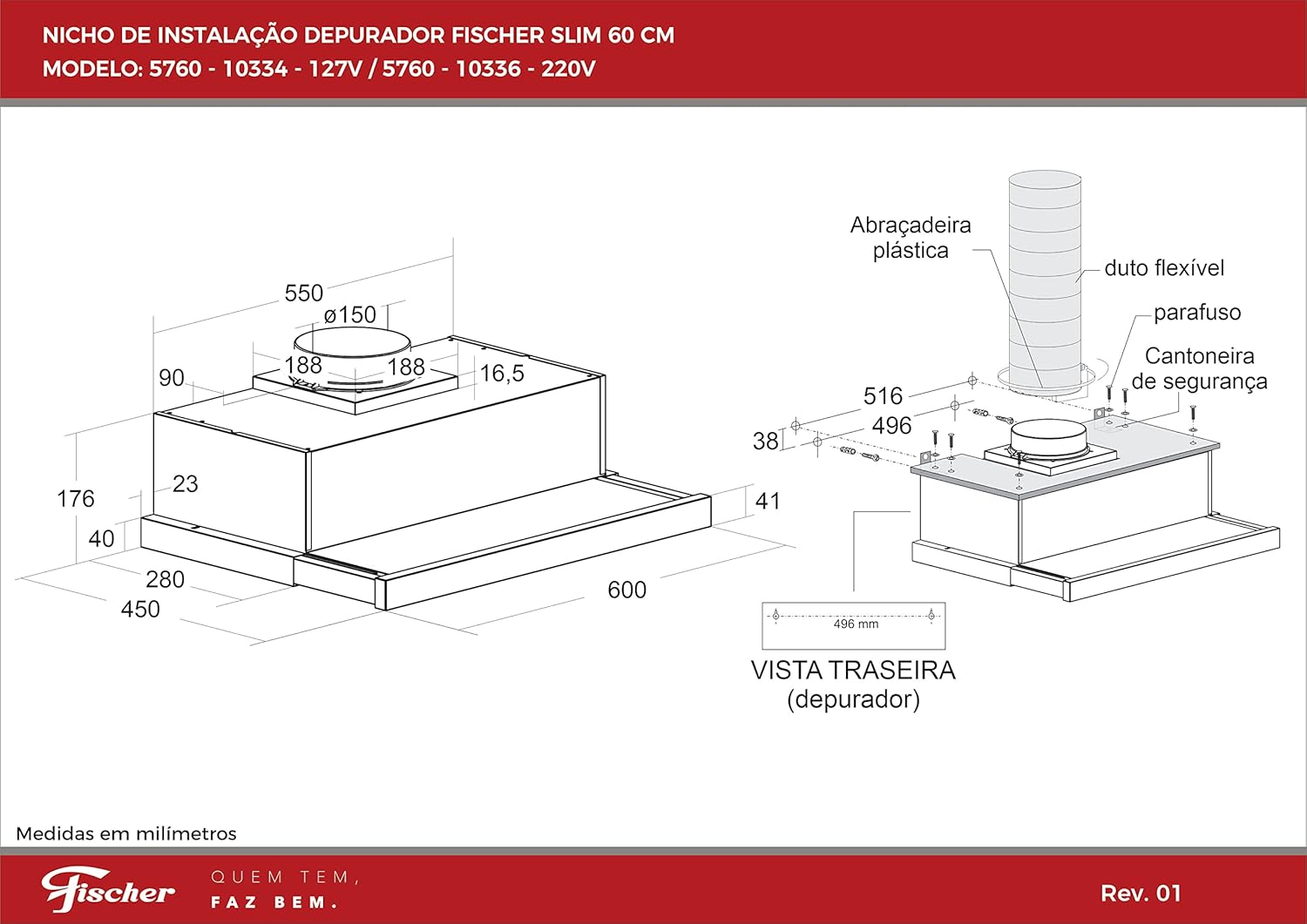 Depurador ou Exaustor de Embutir Slim 60 cm Frontal Inox 3